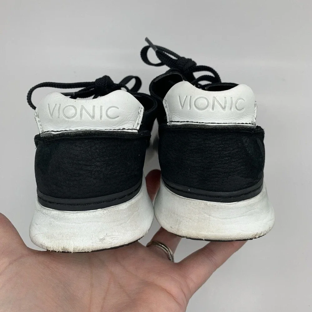 Vionic 6 Joey Sneaker Black Leather Mesh Walking Shoe TVW5231 Orthotic Comfort